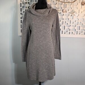 LOFT Outlet Gray Cowl Neck Sweater Dress Women's Medium Long Sleeve Knit